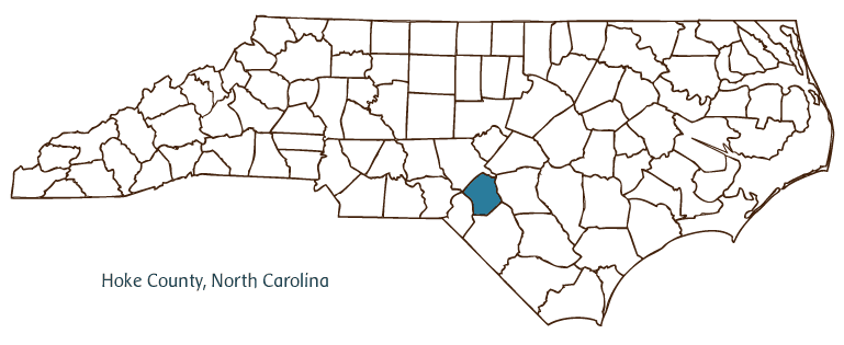 Map of North Carolina highlighting Hoke County