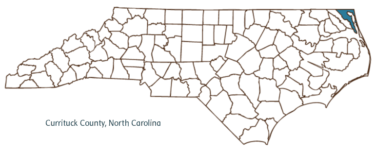 Map of North Carolina highlighting Currituck County