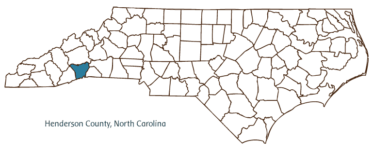 Map of North Carolina highlighting Henderson County