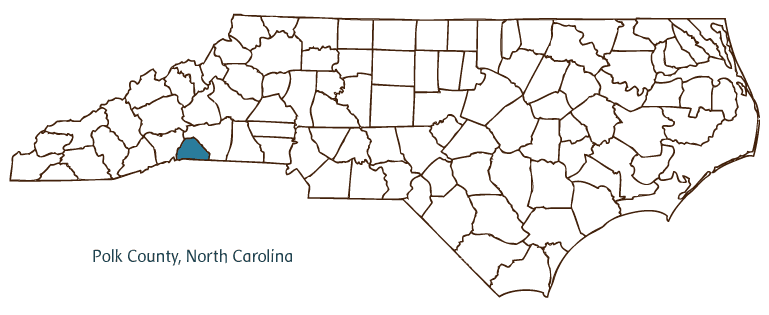 Map of North Carolina highlighting Polk County
