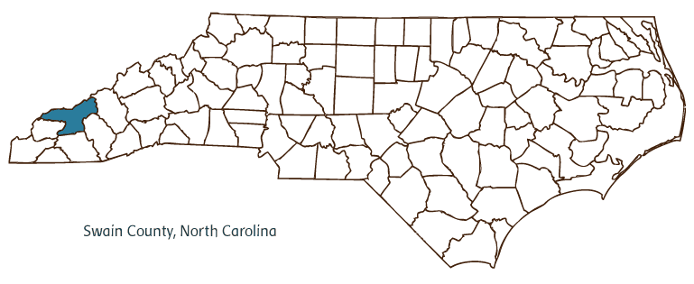Map of North Carolina highlighting Swain County