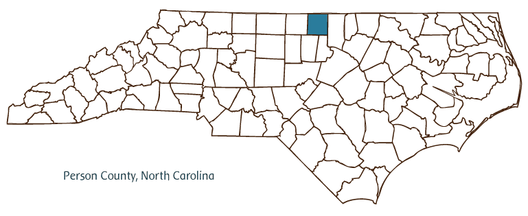 Map of North Carolina highlighting Person County
