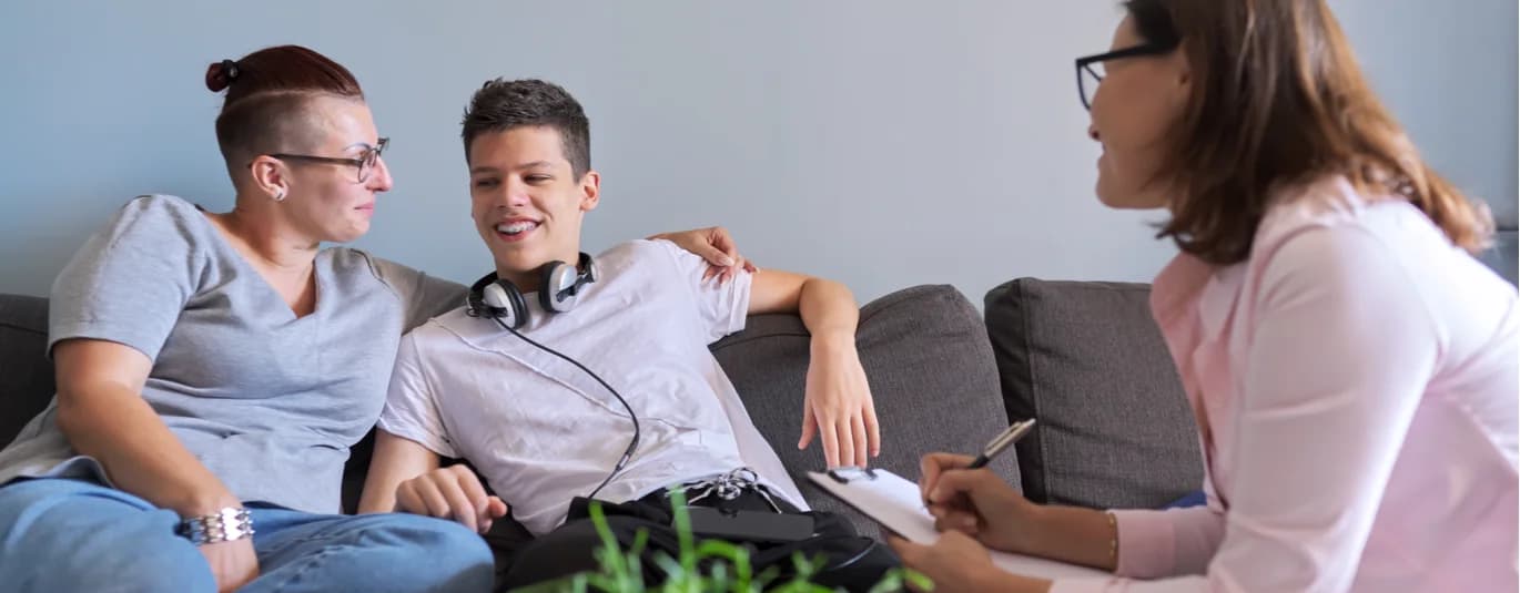 Couple talking to a therapist