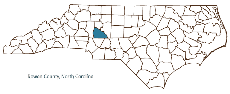Map of North Carolina highlighting Rowan County