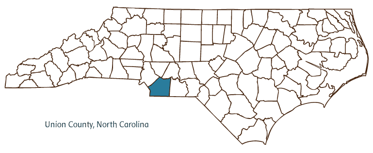 Map of North Carolina highlighting Union County