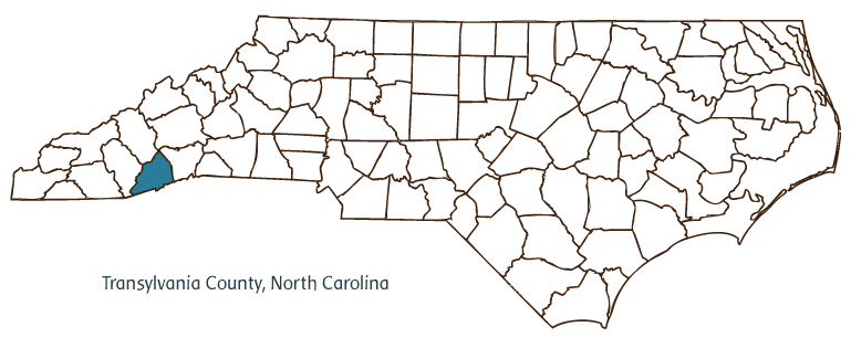 Map of North Carolina highlighting Transylvania County