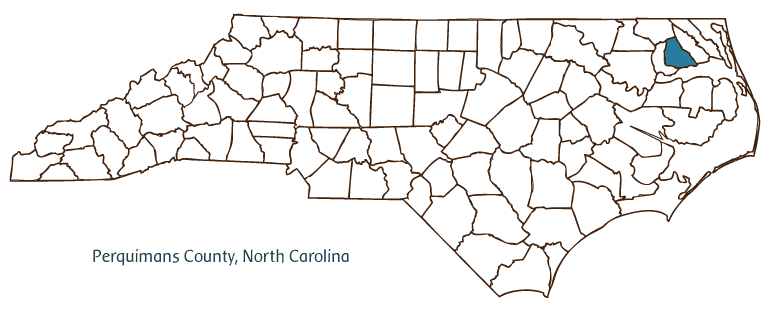 Map of North Carolina highlighting Perquimans County