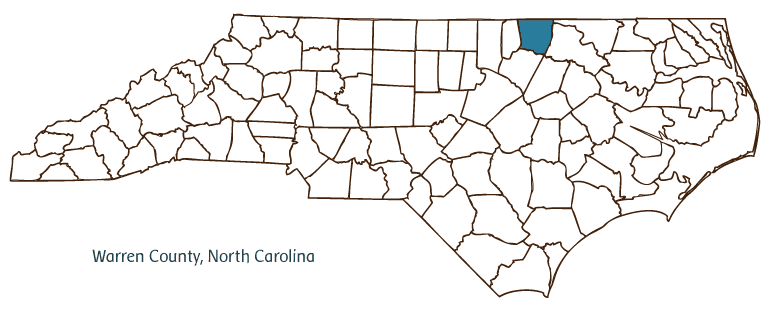 Map of North Carolina highlighting Warren County