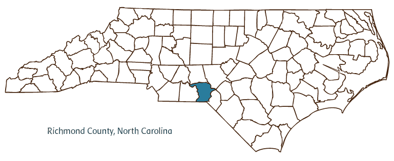 Map of North Carolina highlighting Richmond County